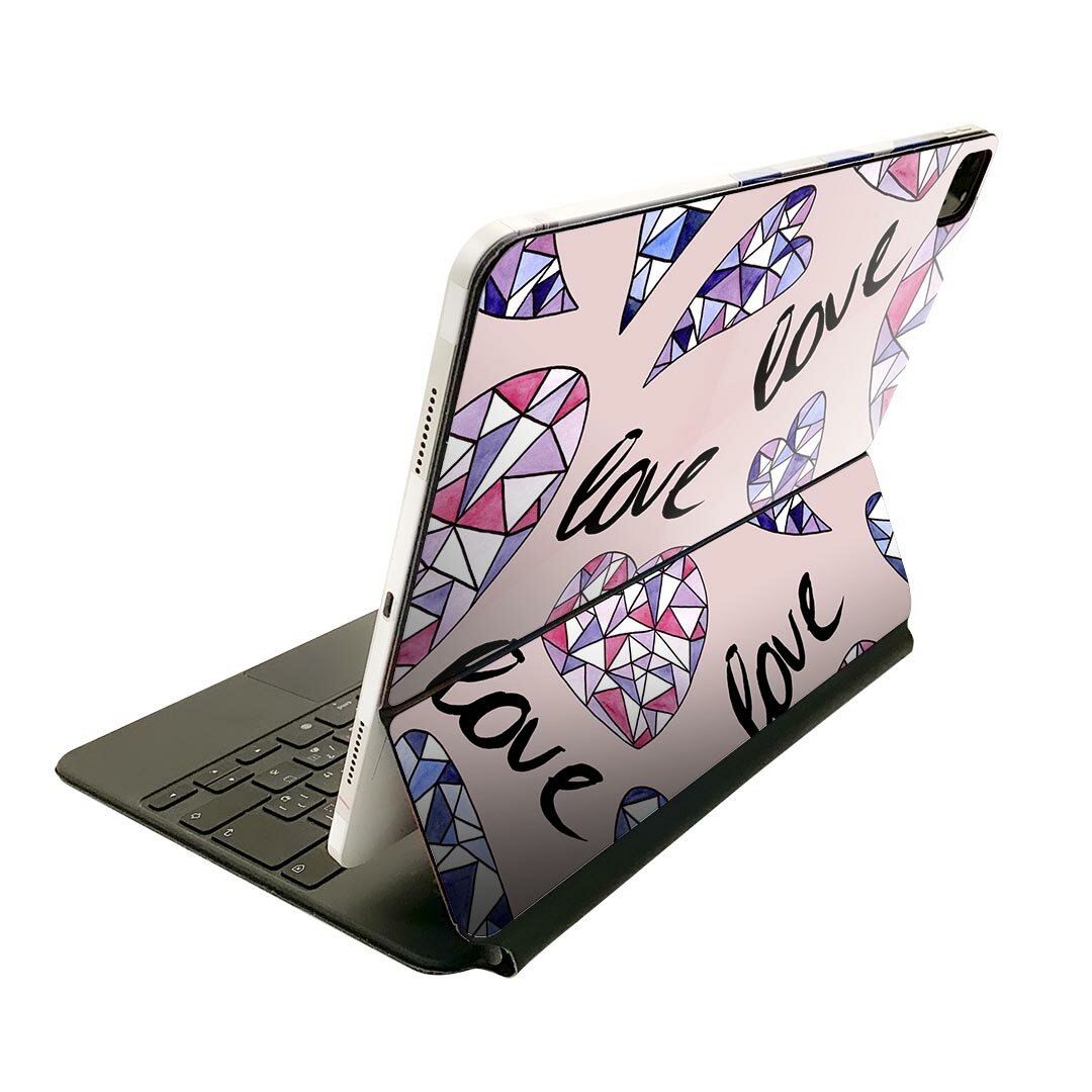 Magic Keyboard 12.9インチ iPad Pro(第4世代、第5世代、第6世代)対応 apple アップル アイパッド 全面スキンシール フル 前面 背面 保護シール 人気 010575 ハート LOVE ピンク