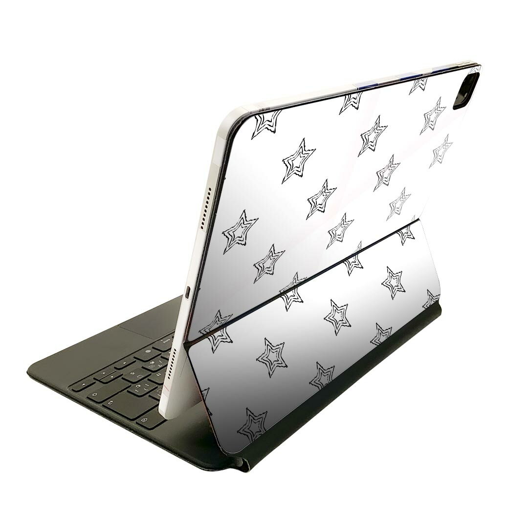 Magic Keyboard 用 スキンシール 11インチ iPad Pro用 第1-4世代 iPad Air 第4-5世代 対応 全面スキンシール フル 前面 背面 保護シール 人気 010589 星　シンプル　白　黒