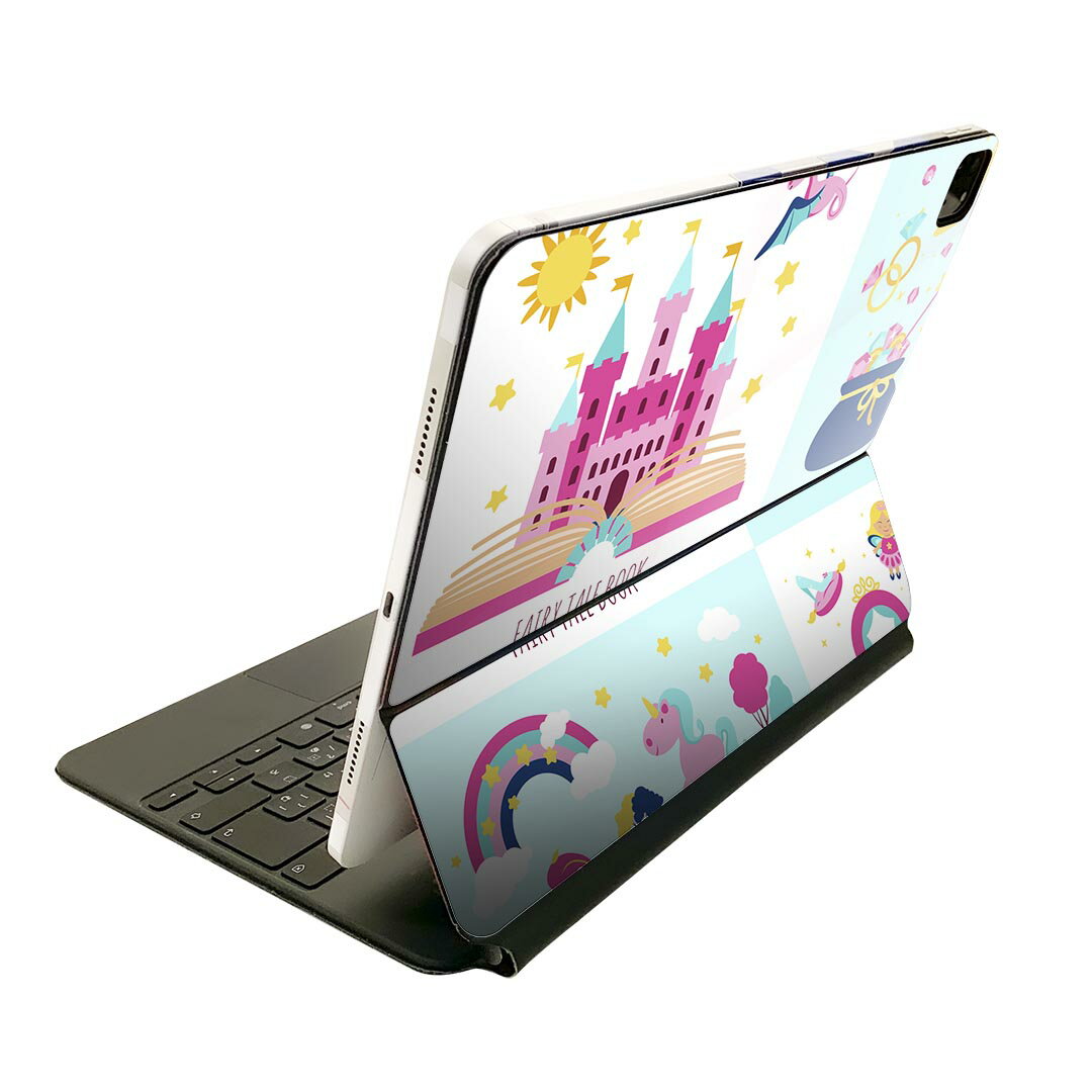 Magic Keyboard 用 スキンシール 11インチ iPad Pro用 第1-4世代 iPad Air 第4-5世代 対応 全面スキンシール フル 前面 背面 保護シール 人気 010677 お城　馬　ピンク
