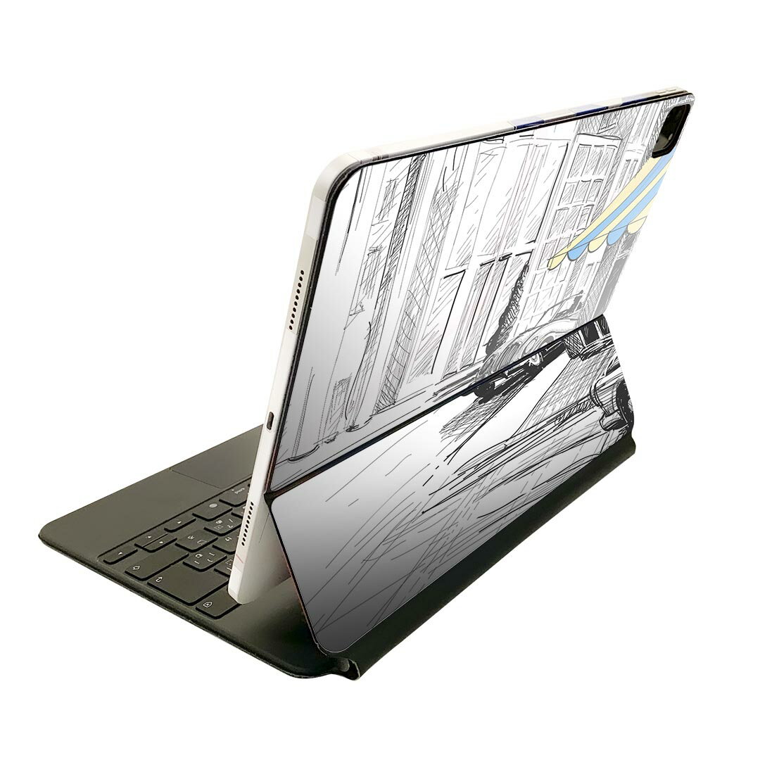 Magic Keyboard 用 スキンシール 11インチ iPad Pro用 第1-4世代 iPad Air 第4-5世代 対応 全面スキンシール フル 前面 背面 保護シール 人気 010819 イラスト　車　風景(2.0)