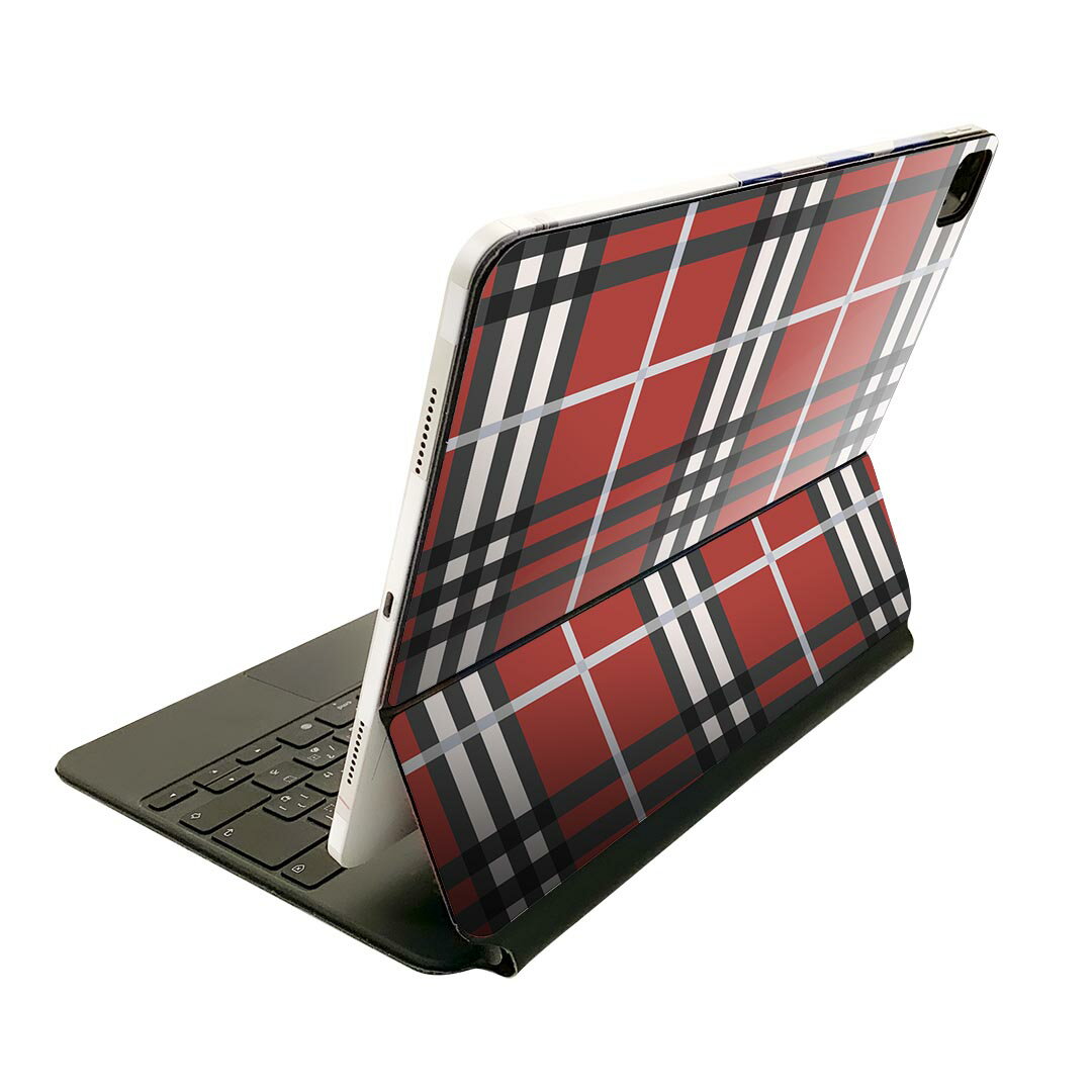 Magic Keyboard 用 スキンシール 11インチ iPad Pro用 第1-4世代 iPad Air 第4-5世代 対応 全面スキンシール フル 前面 背面 保護シール 人気 010831 チェック　赤　黒