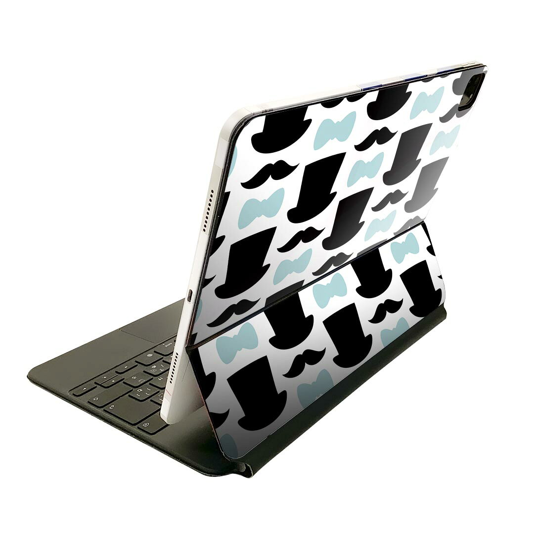Magic Keyboard 用 スキンシール 11インチ iPad Pro用 第1-4世代 iPad Air 第4-5世代 対応 全面スキンシール フル 前面 背面 保護シール 人気 011245 帽子　ひげ　リボン