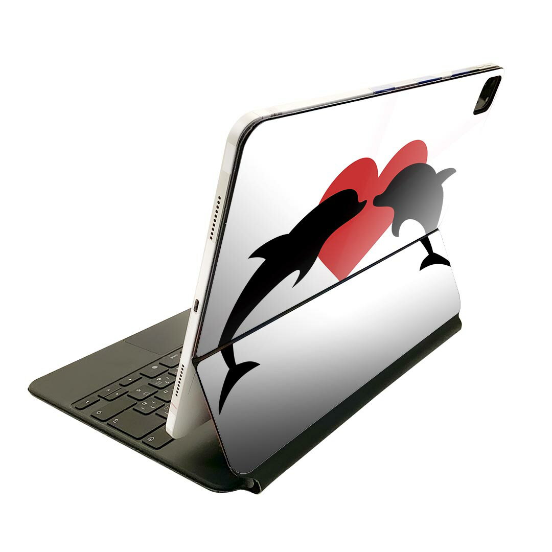 Magic Keyboard 用 スキンシール 11インチ iPad Pro用 第1-4世代 iPad Air 第4-5世代 対応 全面スキンシール フル 前面 背面 保護シール 人気 011291 イルカ　ハート　動物
