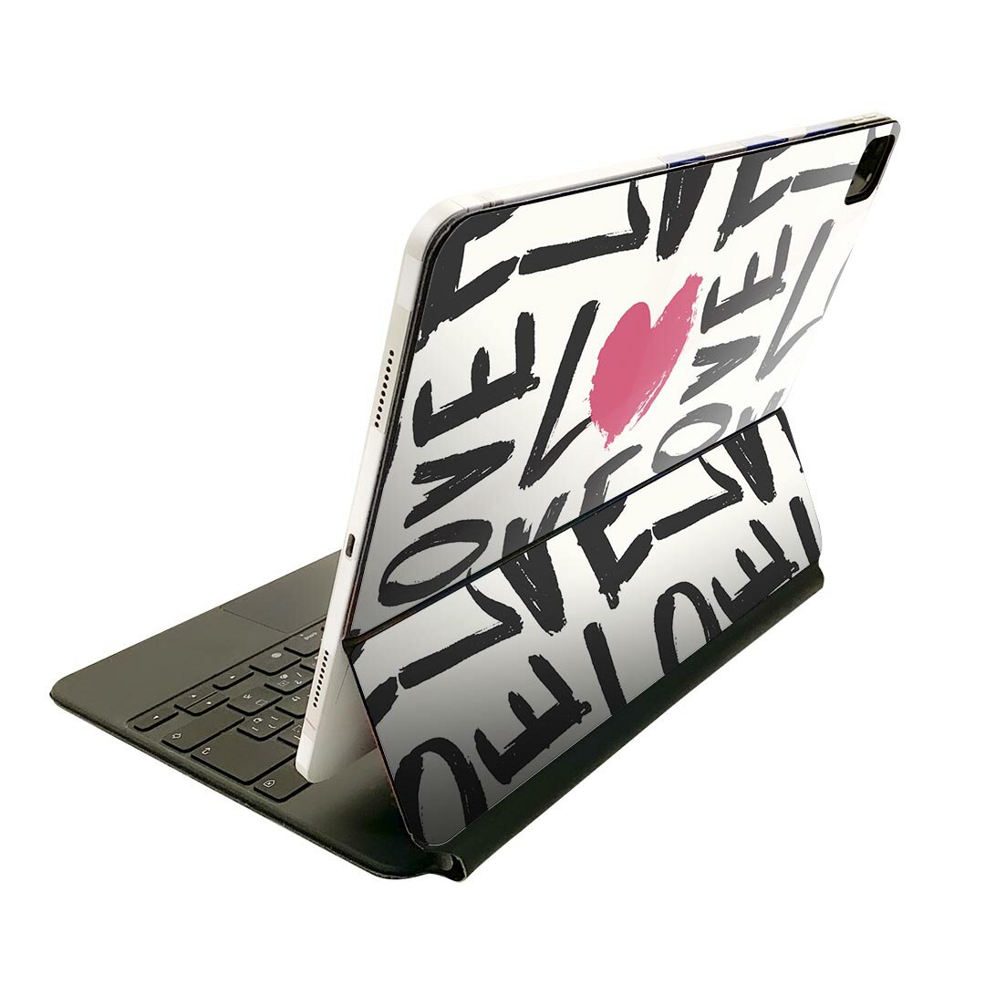 Magic Keyboard 12.9インチ iPad Pro（第4世代、第5世代、第6世代）対応 apple アップル アイパッド　全面スキンシール フル 前面　背面 保護シール 人気 011409 LOVE　ハート　文字