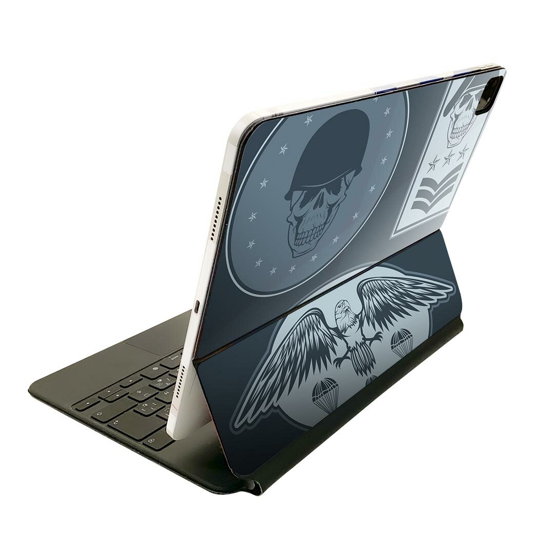 Magic Keyboard 12.9インチ iPad Pro(第4世代、第5世代、第6世代)対応 apple アップル アイパッド 全面スキンシール フル 前面 背面 保護シール 人気 011502 骸骨 階級 星