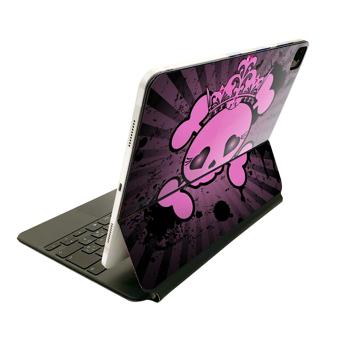 Magic Keyboard 用 スキンシール 11インチ iPad Pro用 第1-4世代 iPad Air 第4-5世代 対応 全面スキンシール フル 前面 背面 保護シール 人気 011545 骸骨　ドクロ　王冠