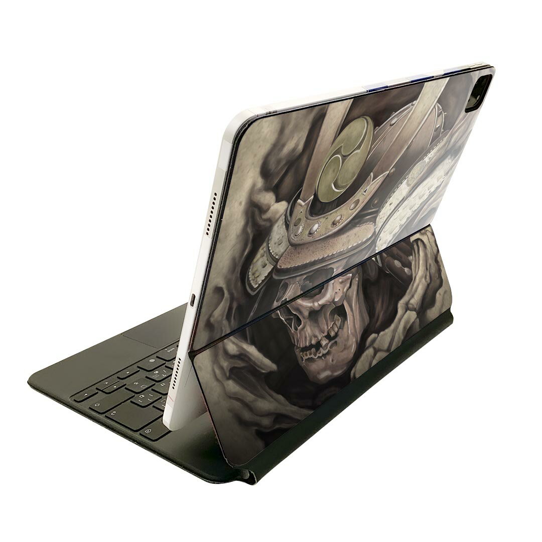 Magic Keyboard 用 スキンシール 11インチ iPad Pro用 第1-4世代 iPad Air 第4-5世代 対応 全面スキンシール フル 前面 背面 保護シール 人気 011556 骸骨　ドクロ　侍