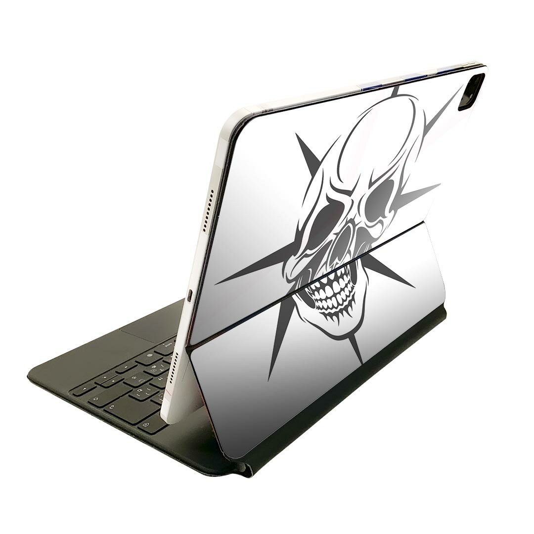 Magic Keyboard 用 スキンシール 11インチ iPad Pro用 第1-4世代 iPad Air 第4-5世代 対応 全面スキンシール フル 前面 背面 保護シール 人気 011671 骸骨　ドクロ　白黒