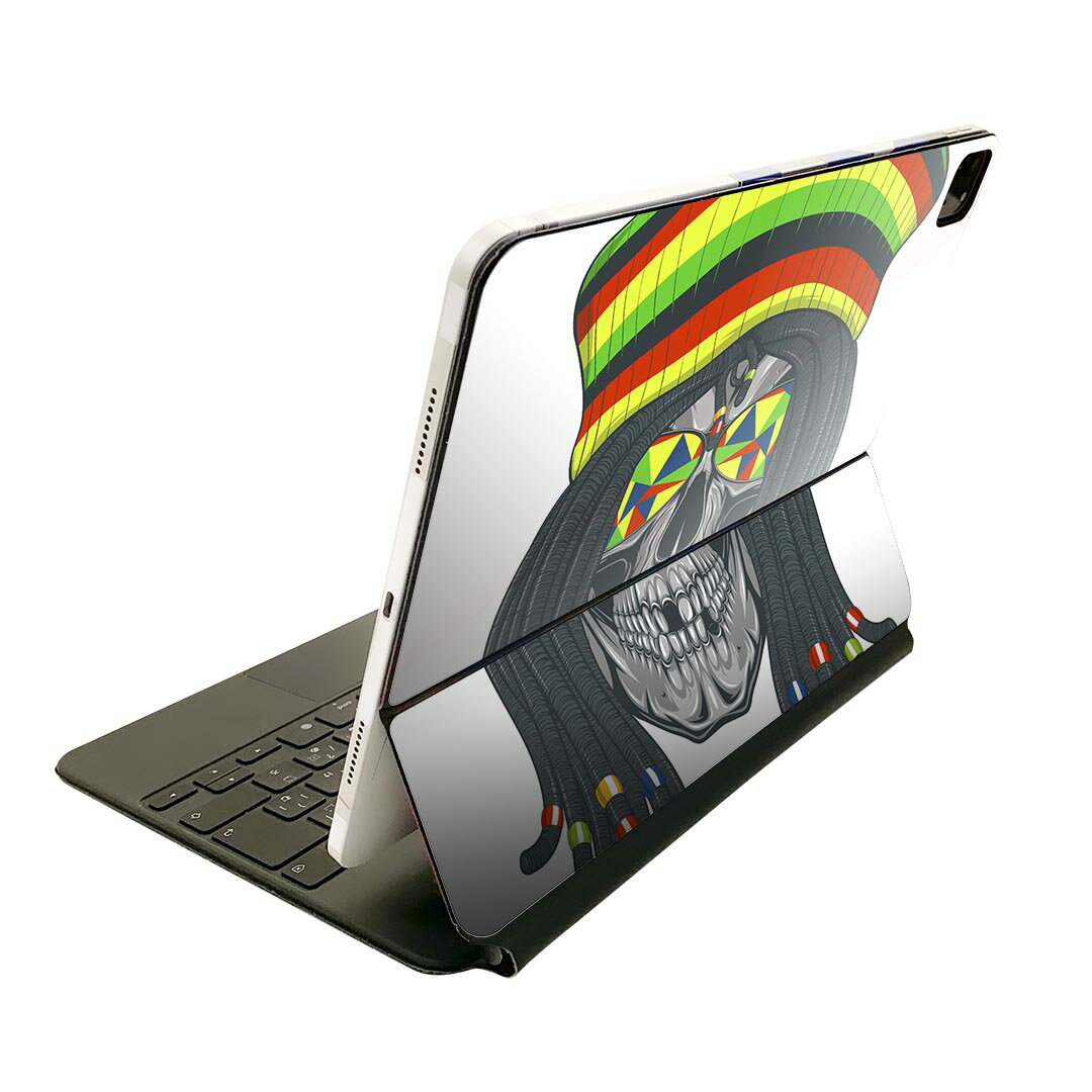 Magic Keyboard 12.9インチ iPad Pro（第4世代、第5世代、第6世代）対応 apple アップル アイパッド 全面スキンシール フル 前面 背面 保護シール 人気 骸骨　ドクロ　レゲエ 011717