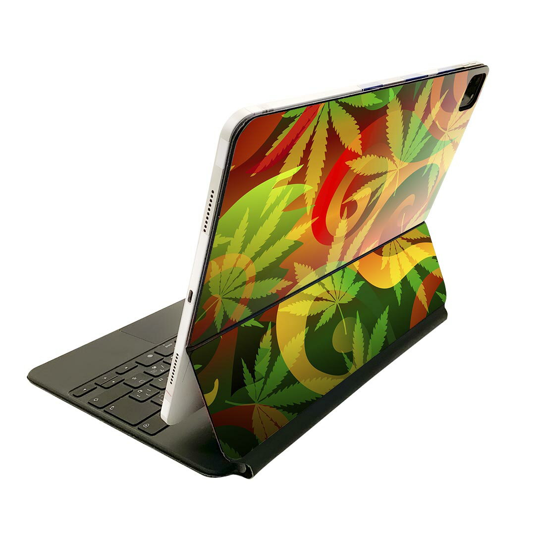 Magic Keyboard 12.9インチ iPad Pro（第4世代、第5世代、第6世代）対応 apple アップル アイパッド　全面スキンシール フル 前面　背面 保護シール 人気 011734 レゲエ　植物　カラフル