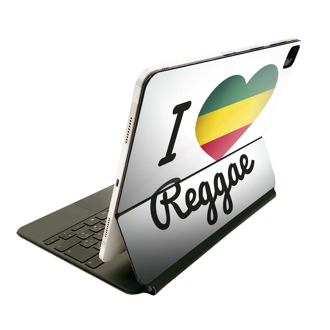 Magic Keyboard 12.9インチ iPad Pro（第4世代、第5世代、第6世代）対応 apple アップル アイパッド 全面スキンシール フル 前面 背面 保護シール 人気 レゲエ　ハート　英語 011742