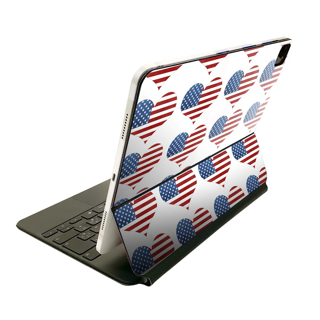 Magic Keyboard 用 スキンシール 11インチ iPad Pro用 第1-4世代 iPad Air 第4-5世代 対応 全面スキンシール フル 前面 背面 保護シール 人気 011789 ハート アメリカ 国旗