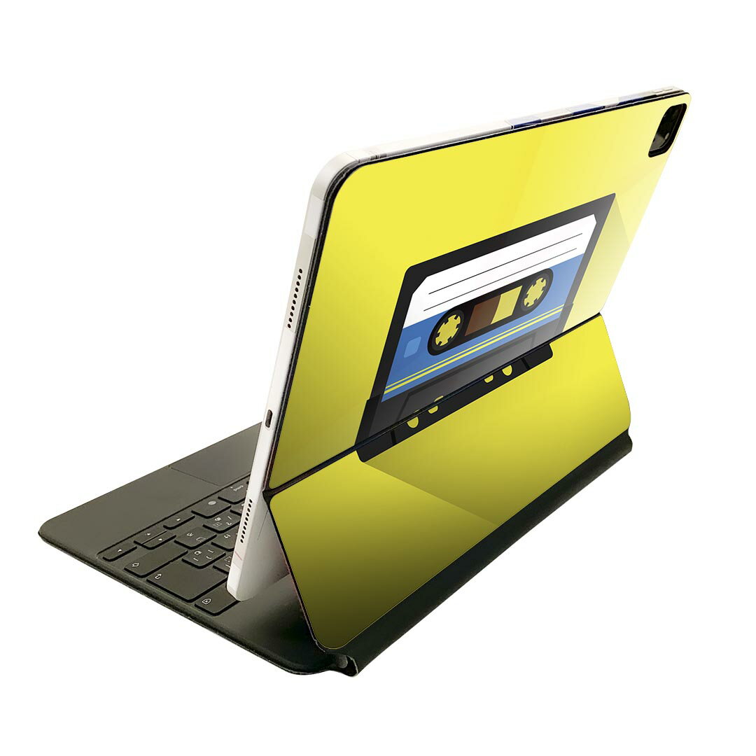 Magic Keyboard 12.9インチ iPad Pro(第4世代、第5世代、第6世代)対応 apple アップル アイパッド 全面スキンシール フル 前面 背面 保護シール 人気 録音テープ 黄色 レトロ 011851