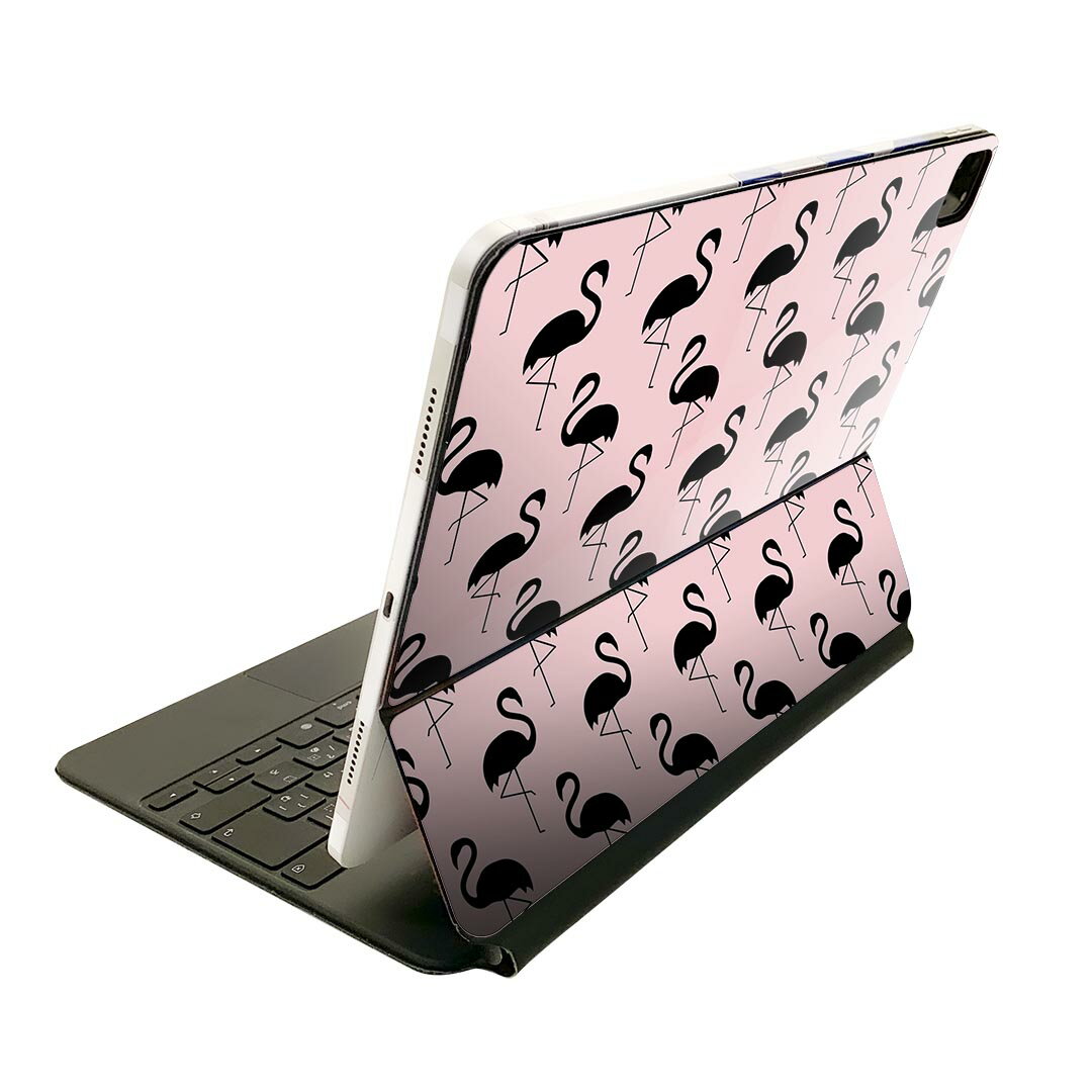 Magic Keyboard 12.9インチ iPad Pro（第4世代、第5世代、第6世代）対応 apple アップル アイパッド　全面スキンシール フル 前面　背面 保護シール 人気 011973 フラミンゴ　ピンク　鳥
