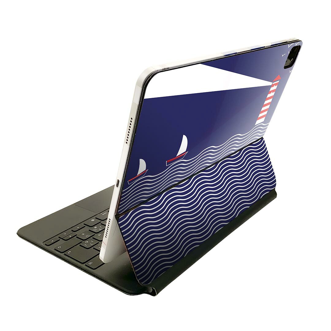Magic Keyboard 用 スキンシール 11インチ iPad Pro用 第1-4世代 iPad Air 第4-5世代 対応 全面スキンシール フル 前面 背面 保護シール 人気 011993 ヨット　灯台　海