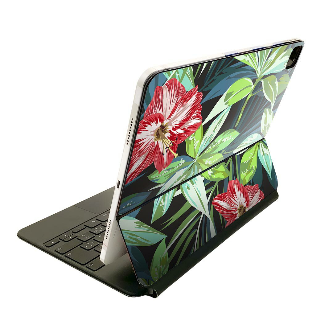 Magic Keyboard 12.9インチ iPad Pro（第4世代、第5世代、第6世代）対応 apple アップル アイパッド　全面スキンシール フル 前面　背面 保護シール 人気 012049 ハイビスカス　花　植物