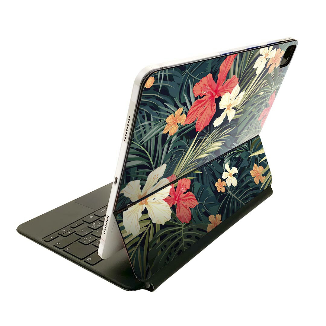 Magic Keyboard 12.9インチ iPad Pro(第4世代、第5世代、第6世代)対応 apple アップル アイパッド 全面スキンシール フル 前面 背面 保護シール 人気 ハイビスカス 花 植物 012070