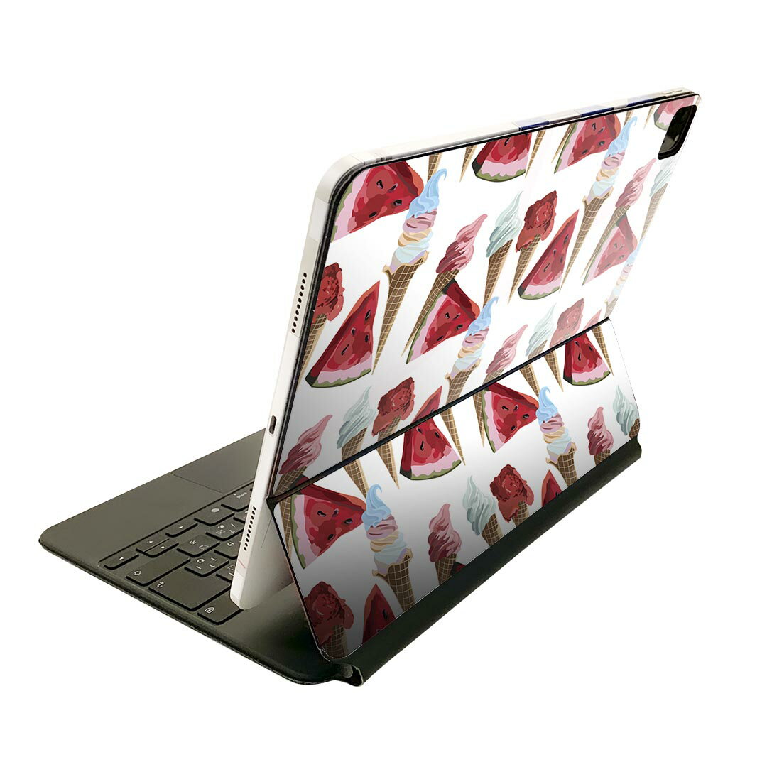 Magic Keyboard 12.9インチ iPad Pro（第4世代、第5世代、第6世代）対応 apple アップル アイパッド　全面スキンシール フル 前面　背面 保護シール 人気 012142 アイス　スイカ　夏