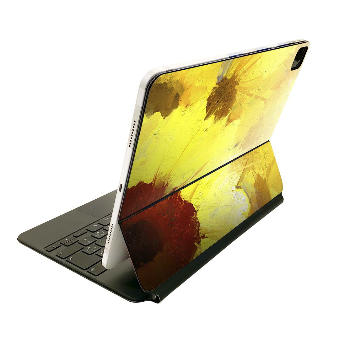 Magic Keyboard 12.9インチ iPad Pro（第4世代、第5世代、第6世代）対応 apple アップル アイパッド 全面スキンシール フル 前面 背面 保護シール 人気 ひまわり 黄色 絵画 012204