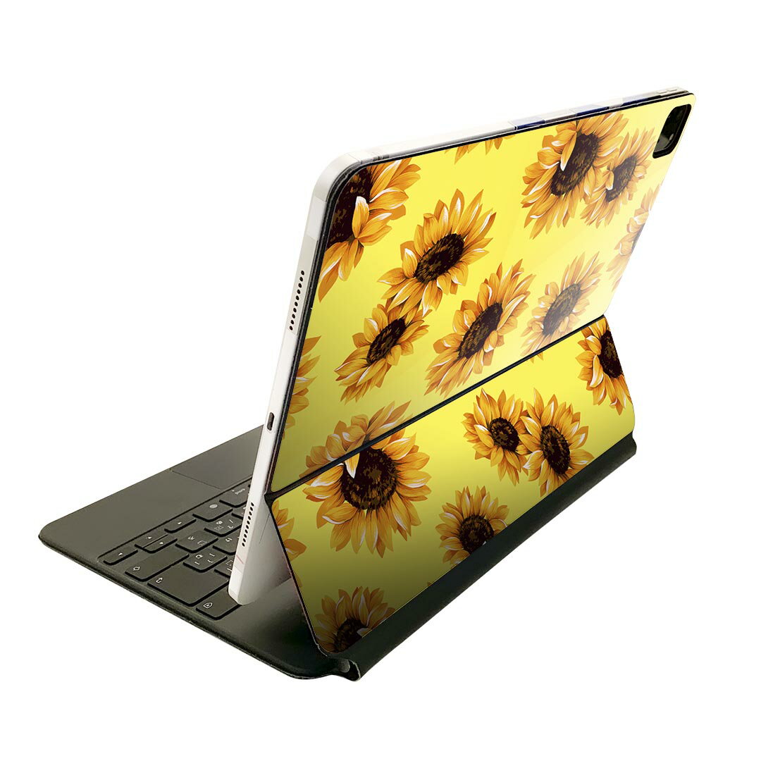 Magic Keyboard 12.9インチ iPad Pro（第4世代、第5世代、第6世代）対応 apple アップル アイパッド 全面スキンシール フル 前面 背面 保護シール 人気 ひまわり　花　黄色 012207