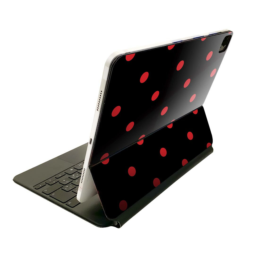 Magic Keyboard 12.9インチ iPad Pro（第4世代、第5世代、第6世代）対応 apple アップル アイパッド　全面スキンシール フル 前面　背面 保護シール 人気 012333 赤　黒　ドット
