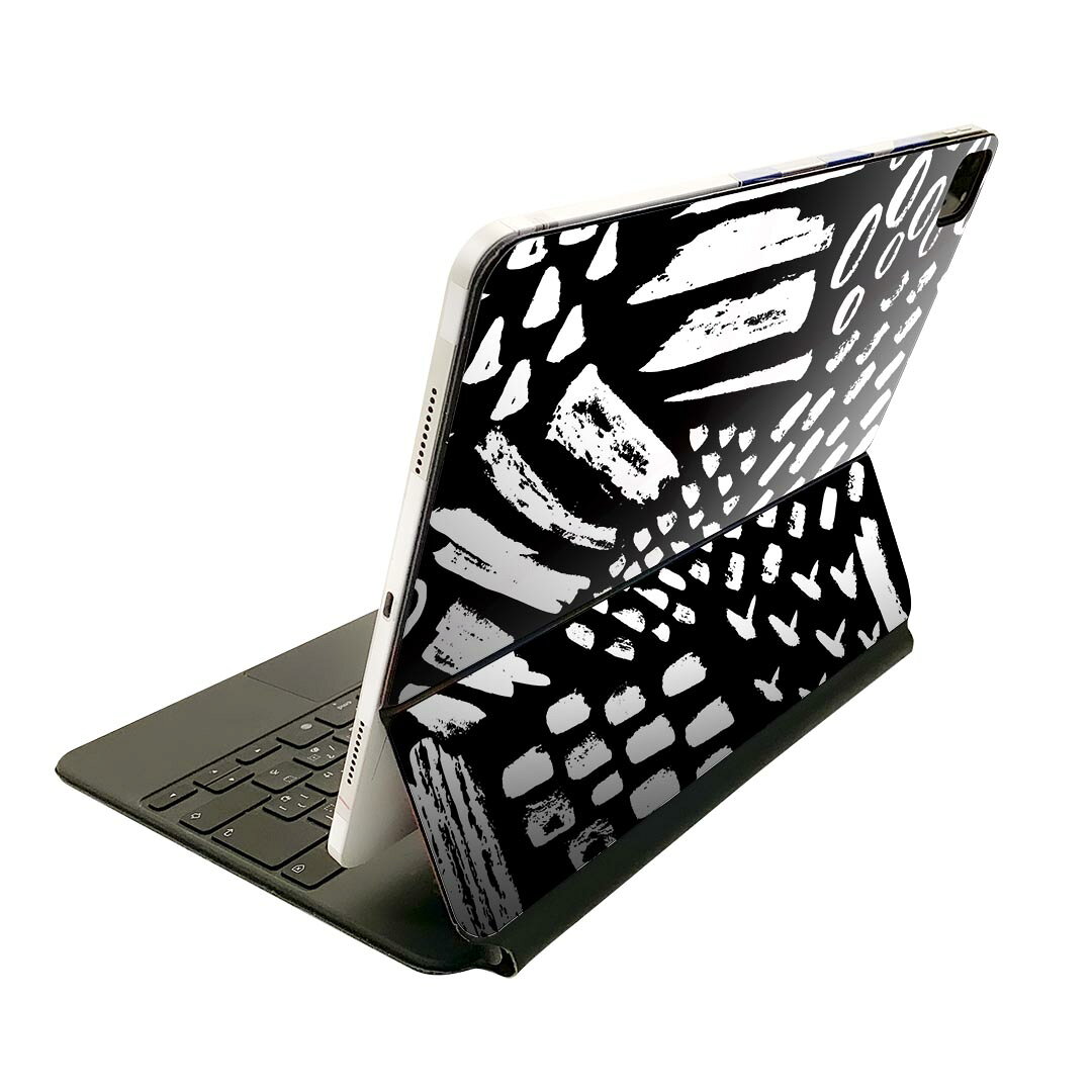 Magic Keyboard 用 スキンシール 11インチ iPad Pro用 第1-4世代 iPad Air 第4-5世代 対応 全面スキンシール フル 前面 背面 保護シール 人気 012474 モノトーン　白黒　柄
