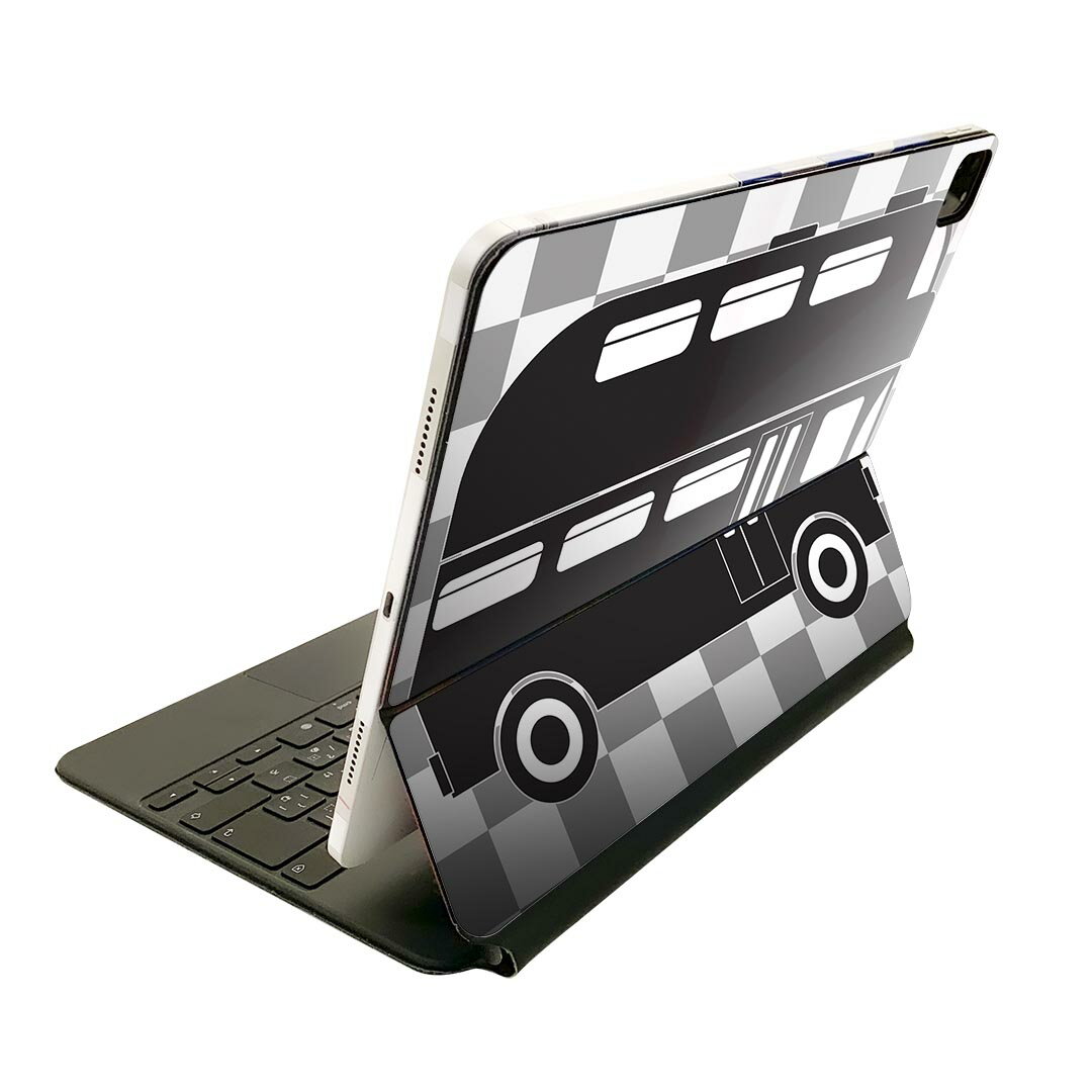 Magic Keyboard 用 スキンシール 11インチ iPad Pro用 第1-4世代 iPad Air 第4-5世代 対応 全面スキンシール フル 前面 背面 保護シール 人気 012597 バス　車　モノトーン