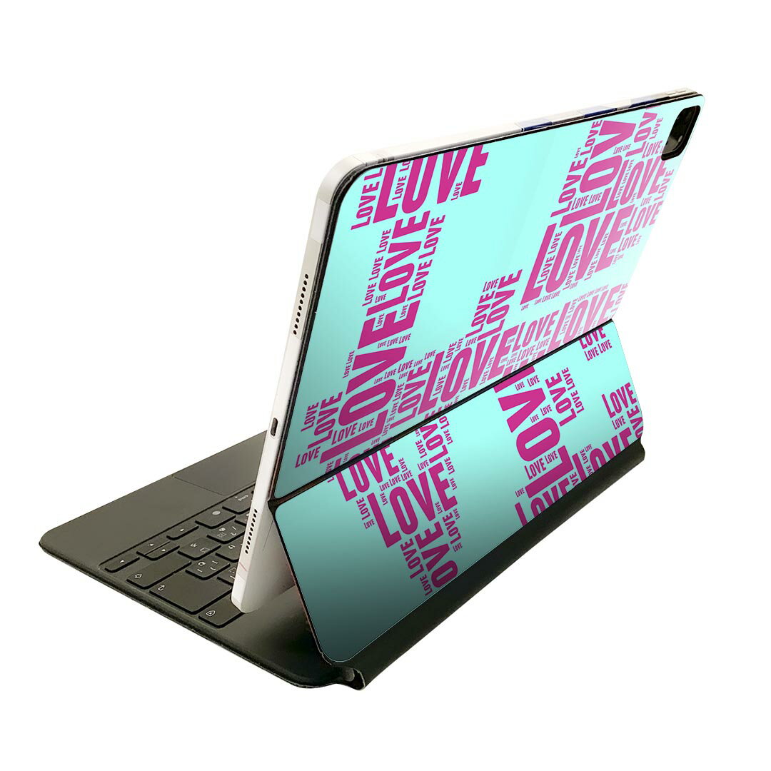 Magic Keyboard 12.9インチ iPad Pro（第4世代、第5世代、第6世代）対応 apple アップル アイパッド　全面スキンシール フル 前面　背面 保護シール 人気 012828 love　英語　文字