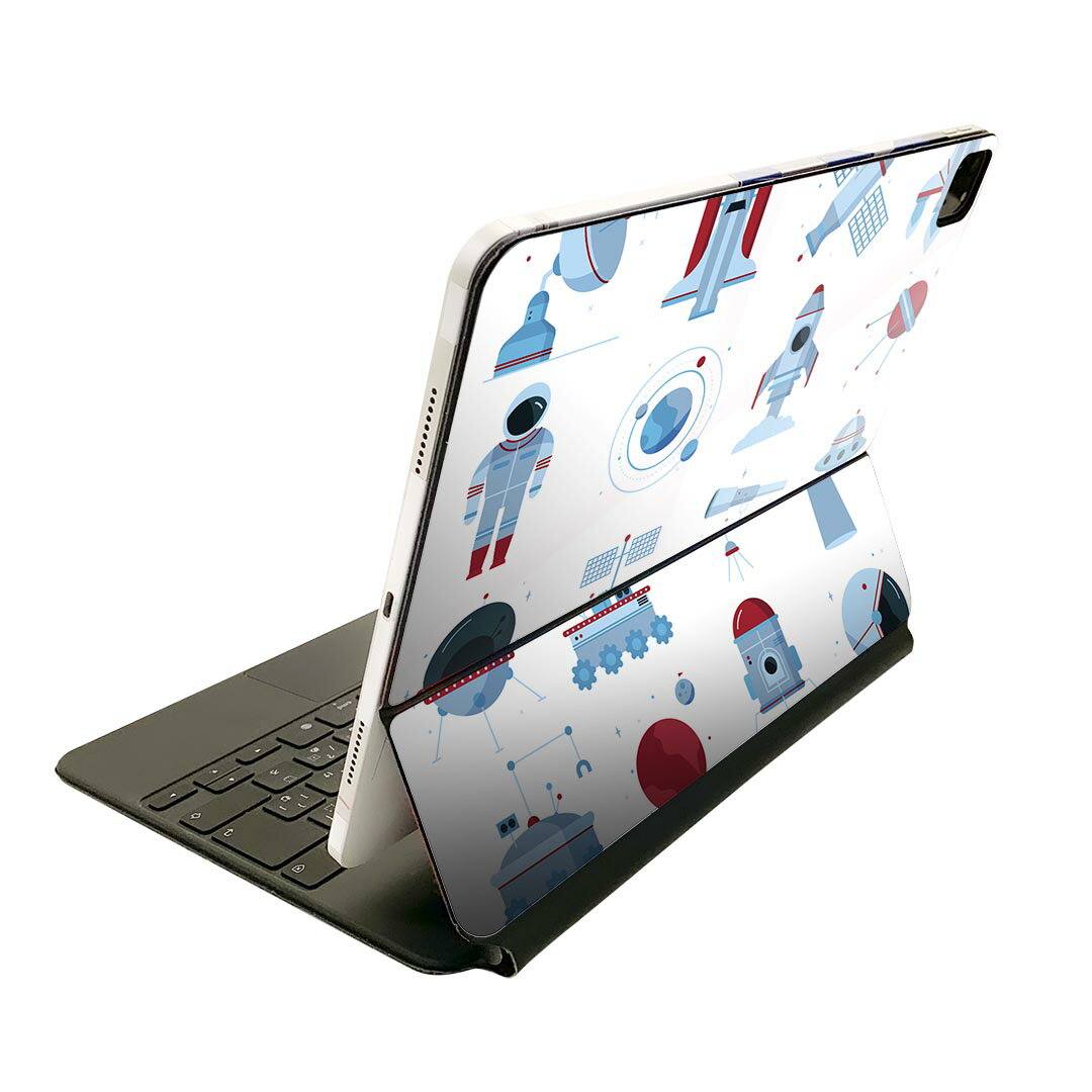 Magic Keyboard 12.9インチ iPad Pro(第4世代、第5世代、第6世代)対応 apple アップル アイパッド 全面スキンシール フル 前面 背面 保護シール 人気 宇宙 ロケット 013164