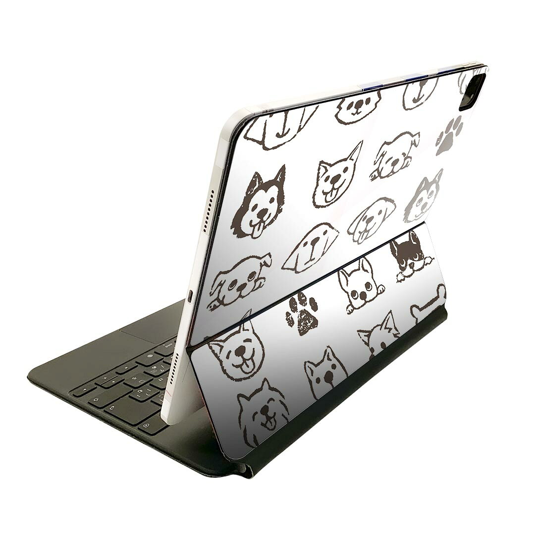 Magic Keyboard 12.9インチ iPad Pro（第4世代、第5世代、第6世代）対応 apple アップル アイパッド 全面スキンシール フル 前面 背面 保護シール 人気 犬　動物　ペット 013335