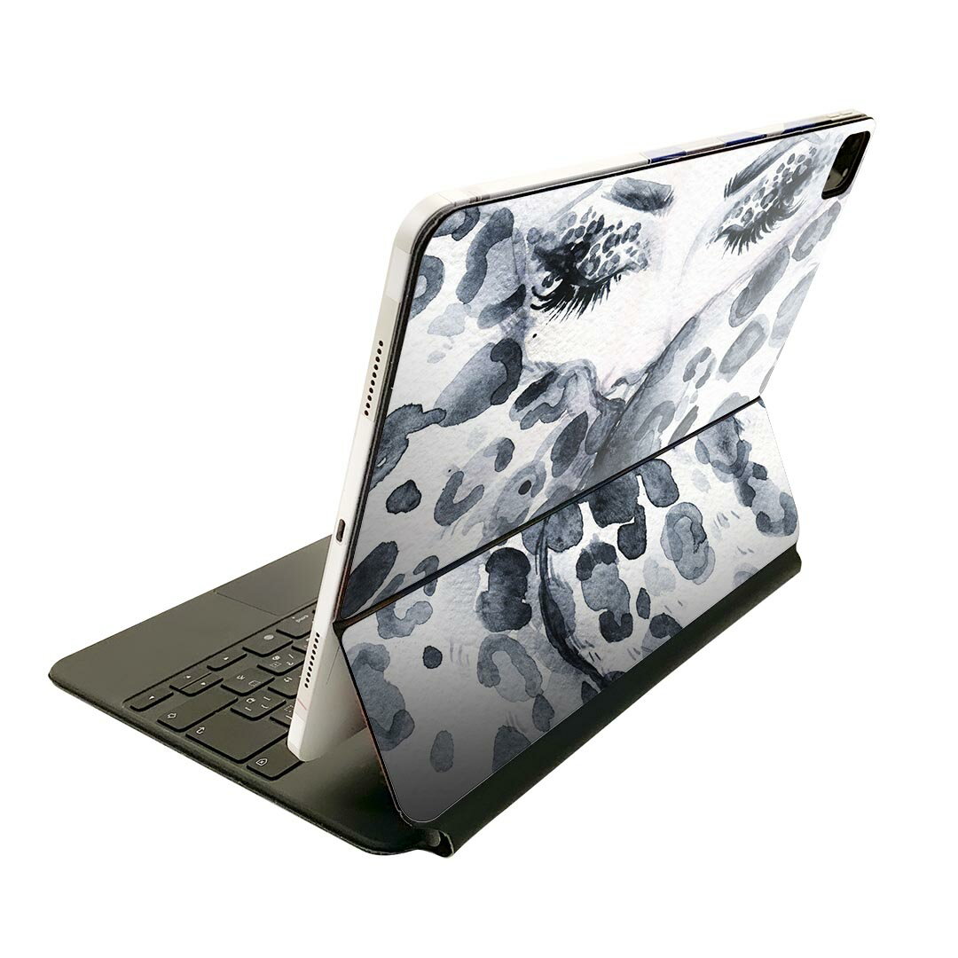 Magic Keyboard 12.9インチ iPad Pro（第4世代、第5世代、第6世代）対応 apple アップル アイパッド 全面スキンシール フル 前面 背面 保護シール 人気 ヒョウ柄 女性 モノトーン 013346
