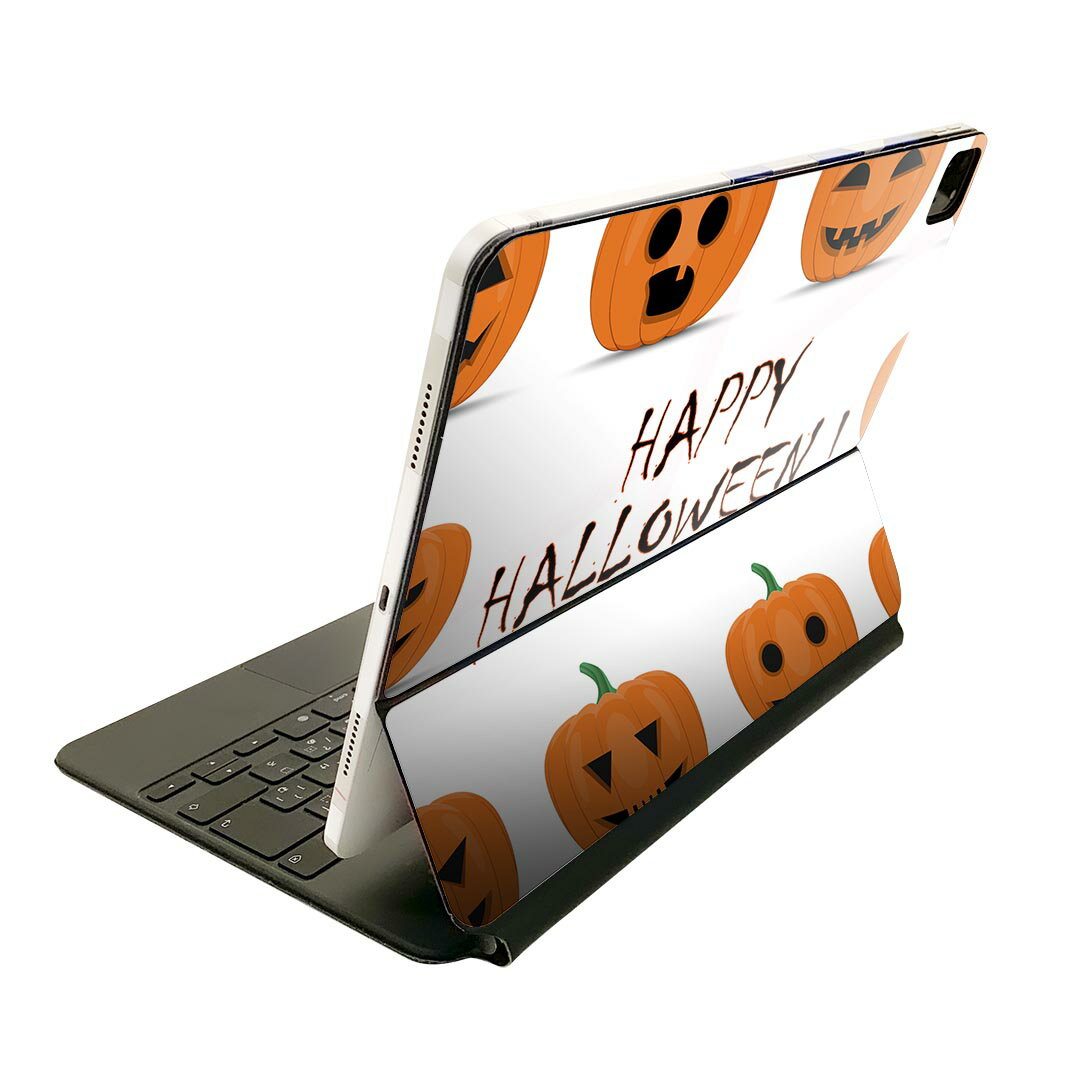 Magic Keyboard 用 スキンシール 11インチ iPad Pro用 第1-4世代 iPad Air 第4-5世代 対応 全面スキンシール フル 前面 背面 保護シール 人気 013393 かぼちゃ　ハロウィン　オレンジ