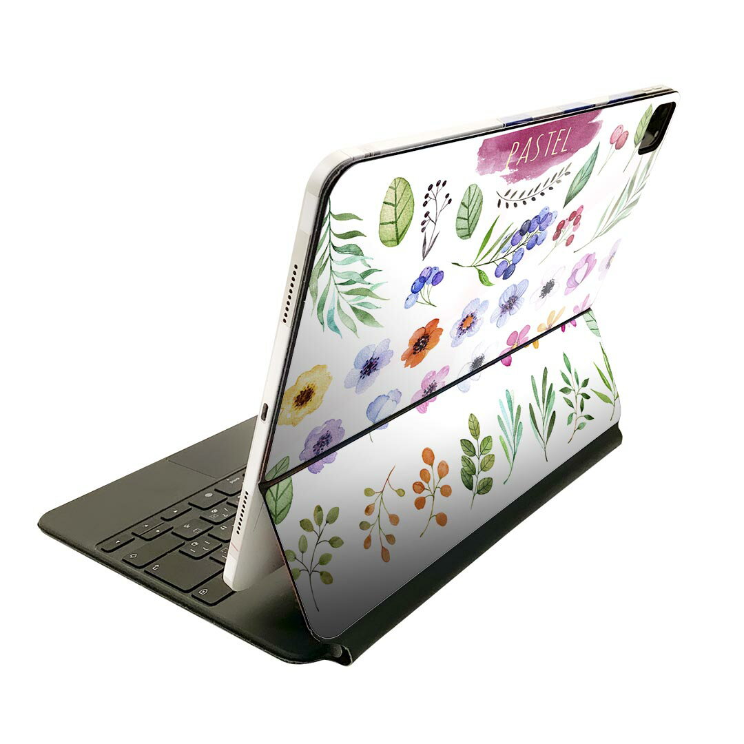 Magic Keyboard 12.9インチ iPad Pro（第4世代、第5世代、第6世代）対応 apple アップル アイパッド 全面スキンシール フル 前面 背面 保護シール 人気 013461 花 葉 植物 パステル