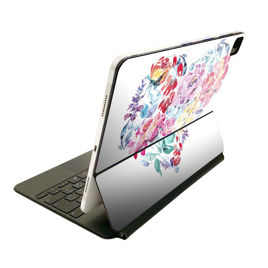 Magic Keyboard 用 スキンシール 11インチ iPad Pro用 第1-4世代 iPad Air 第4-5世代 対応 全面スキンシール フル 前面 背面 保護シール 人気 013471 花 花柄 ハート