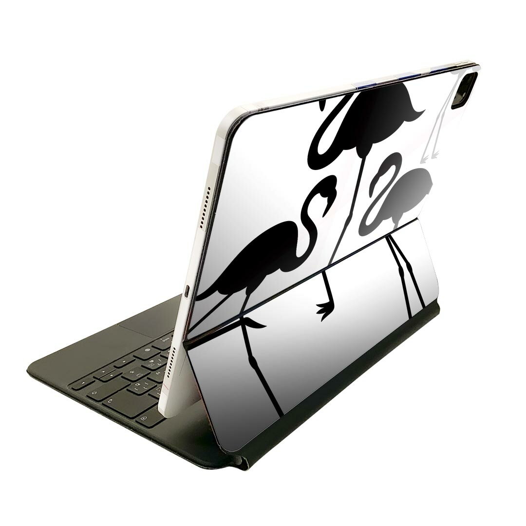 Magic Keyboard 用 スキンシール 11インチ iPad Pro用 第1-4世代 iPad Air 第4-5世代 対応 全面スキンシール フル 前面 背面 保護シール 人気 013514 フラミンゴ　影　シルエット