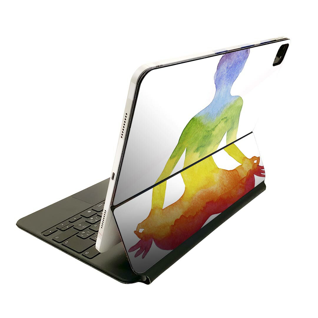 Magic Keyboard 用 スキンシール 11インチ iPad Pro用 第1-4世代 iPad Air 第4-5世代 対応 全面スキンシール フル 前面 背面 保護シール 人気 013584 ヨガ　虹　カラフル