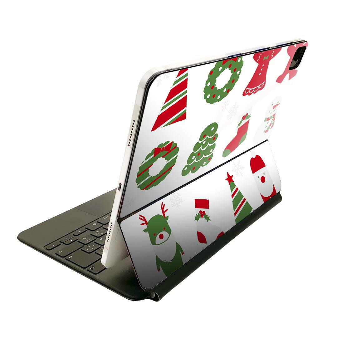 Magic Keyboard 12.9インチ iPad Pro(第4世代、第5世代、第6世代)対応 apple アップル アイパッド 全面スキンシール フル 前面 背面 保護シール 人気 013797 クリスマス サンタ トナカイ