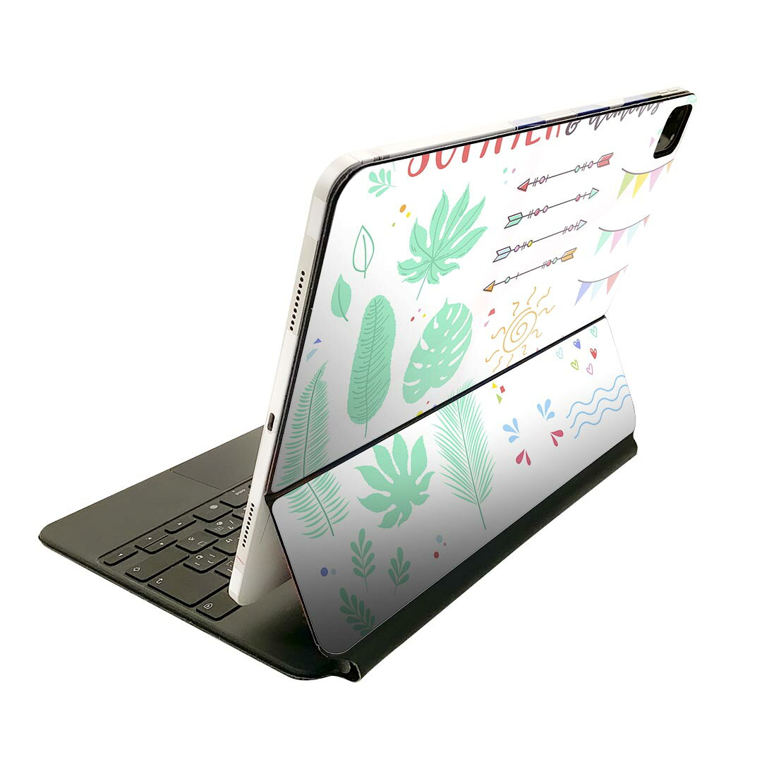 Magic Keyboard 12.9インチ iPad Pro（第4世代、第5世代、第6世代）対応 apple アップル アイパッド　全面スキンシール フル 前面　背面 保護シール 人気 013958 夏　リーフ　カラフル
