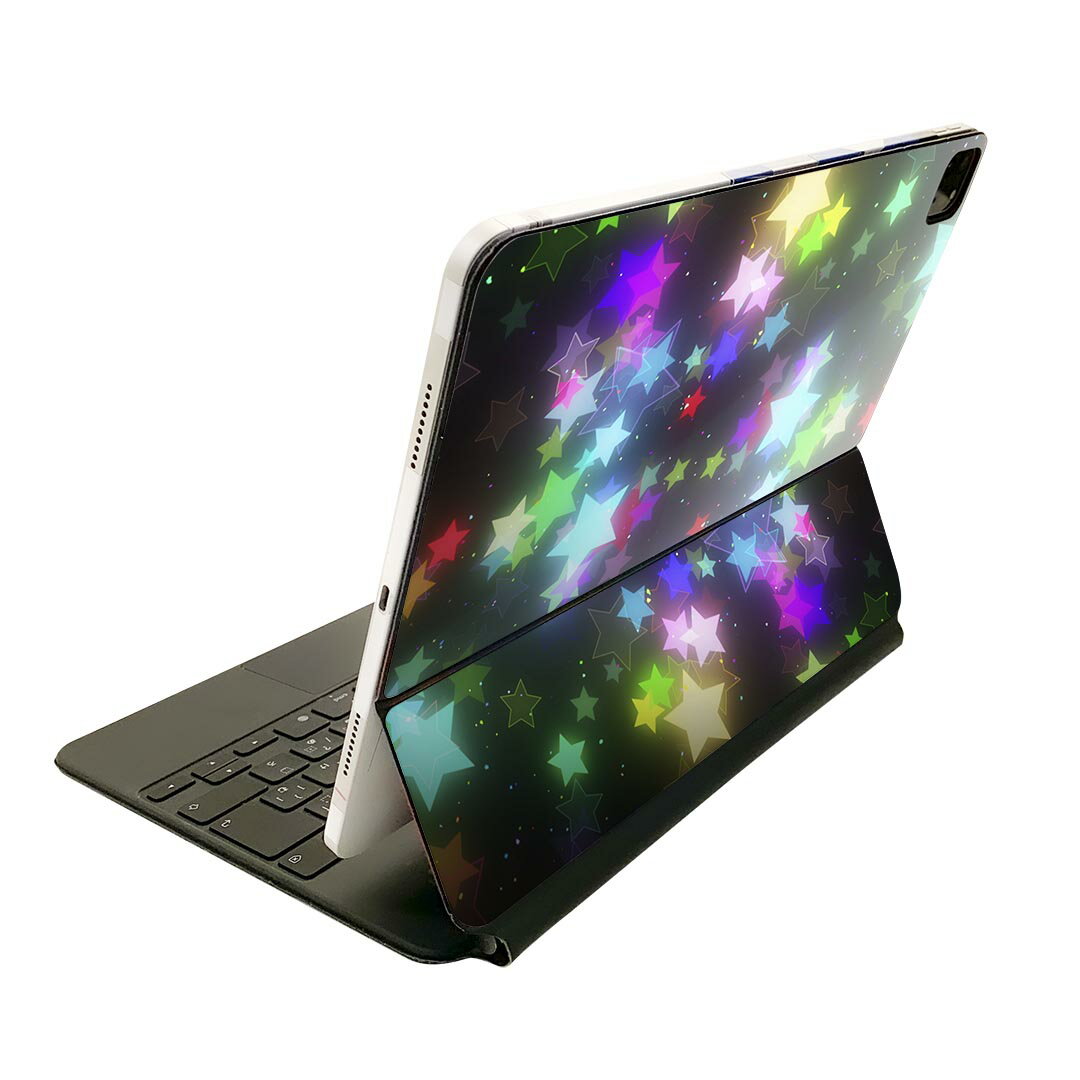 Magic Keyboard 用 スキンシール 11インチ iPad Pro用 第1-4世代 iPad Air 第4-5世代 対応 全面スキンシール フル 前面 背面 保護シール 人気 014008 星　ネオン　カラフル
