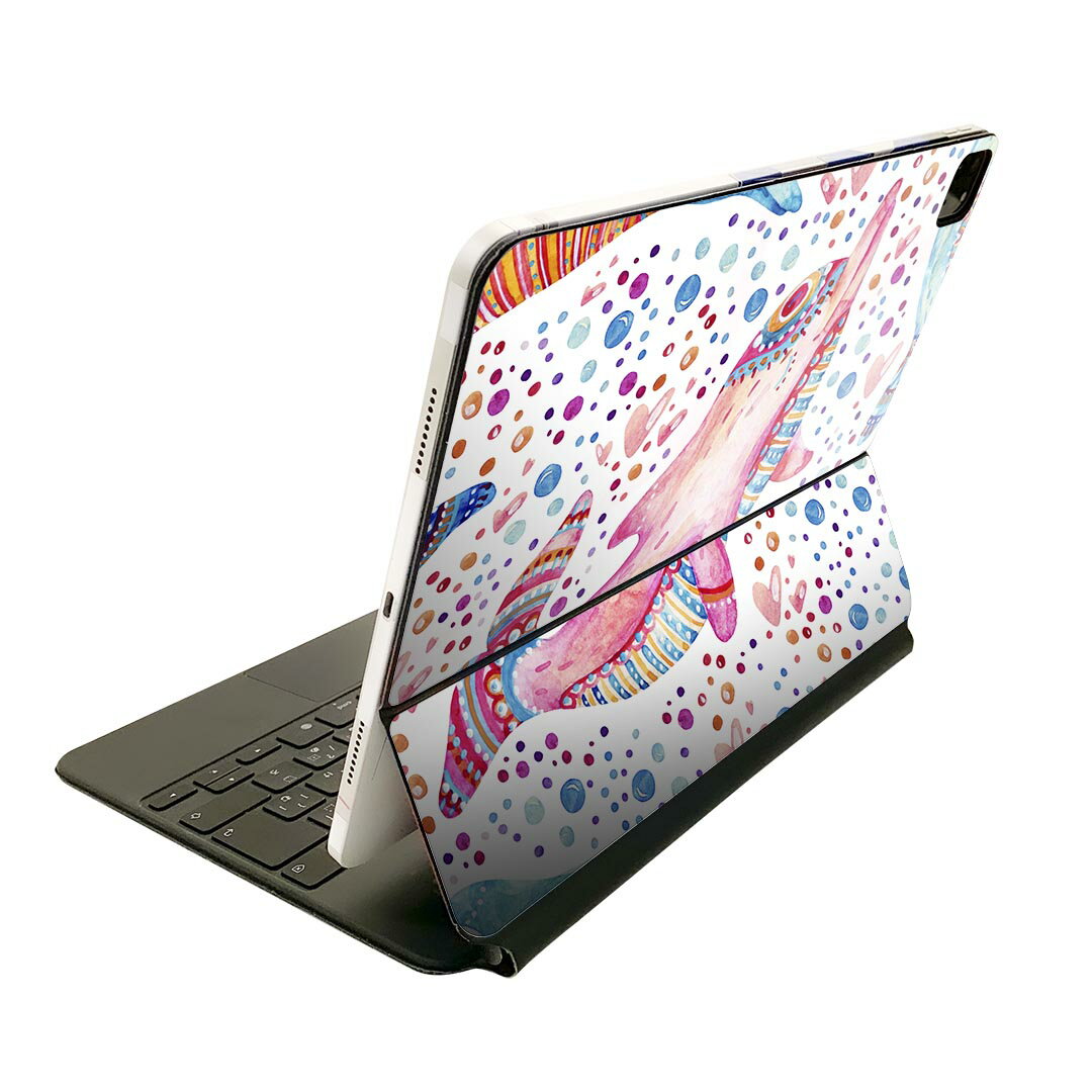 Magic Keyboard 12.9インチ iPad Pro（第4世代、第5世代、第6世代）対応 apple アップル アイパッド　全面スキンシール フル 前面　背面 保護シール 人気 014057 イルカ　海　模様