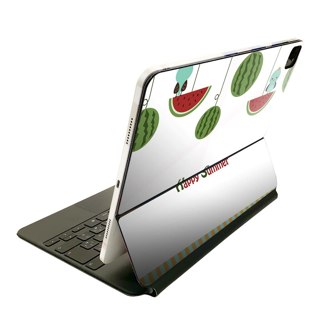 Magic Keyboard 12.9インチ iPad Pro（第4世代、第5世代、第6世代）対応 apple アップル アイパッド　全面スキンシール フル 前面　背面 保護シール 人気 014100 夏　スイカ　鳥