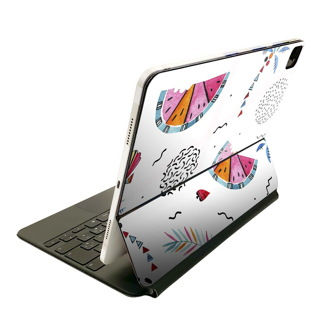 Magic Keyboard 12.9インチ iPad Pro（第4世代、第5世代、第6世代）対応 apple アップル アイパッド　全面スキンシール フル 前面　背面 保護シール 人気 014344 ヤシの木　スイカ　トロピカル