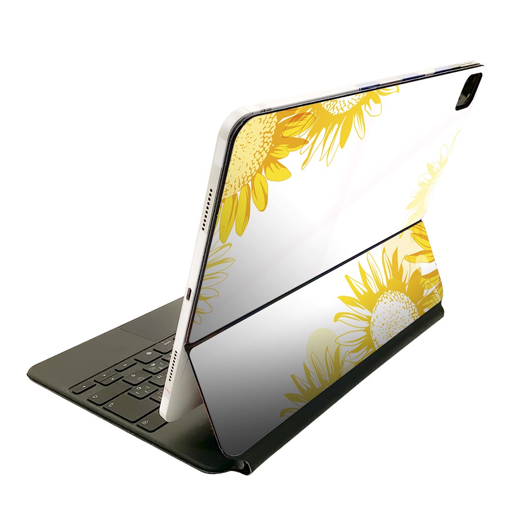Magic Keyboard 12.9インチ iPad Pro（第4世代、第5世代、第6世代）対応 apple アップル アイパッド 全面スキンシール フル 前面 背面 保護シール 人気 ひまわり 夏 花 014372