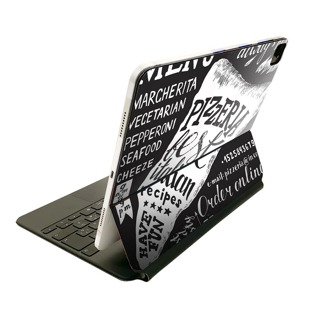 Magic Keyboard 12.9インチ iPad Pro（第4世代、第5世代、第6世代）対応 apple アップル アイパッド 全面スキンシール フル 前面 背面 保護シール 人気 カフェ　ピザ　メニュー 014484