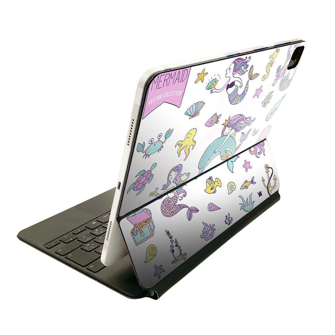 Magic Keyboard 12.9インチ iPad Pro（第4世代、第5世代、第6世代）対応 apple アップル アイパッド　全面スキンシール フル 前面　背面 保護シール 人気 014512 マーメイド　人魚　イルカ