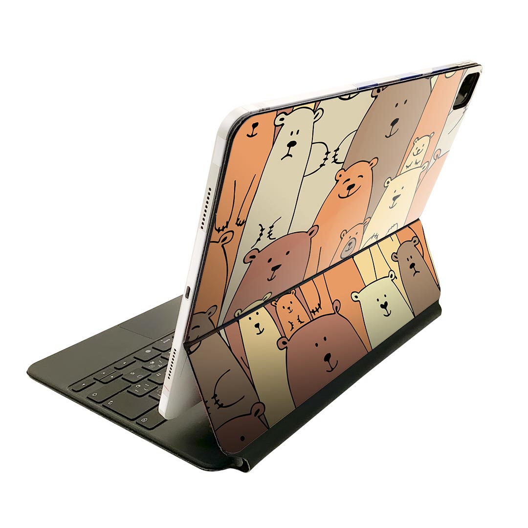 Magic Keyboard 12.9インチ iPad Pro(第4世代、第5世代、第6世代)対応 apple アップル アイパッド 全面スキンシール フル 前面 背面 保護シール 人気 クマ 動物 アニマル 014606