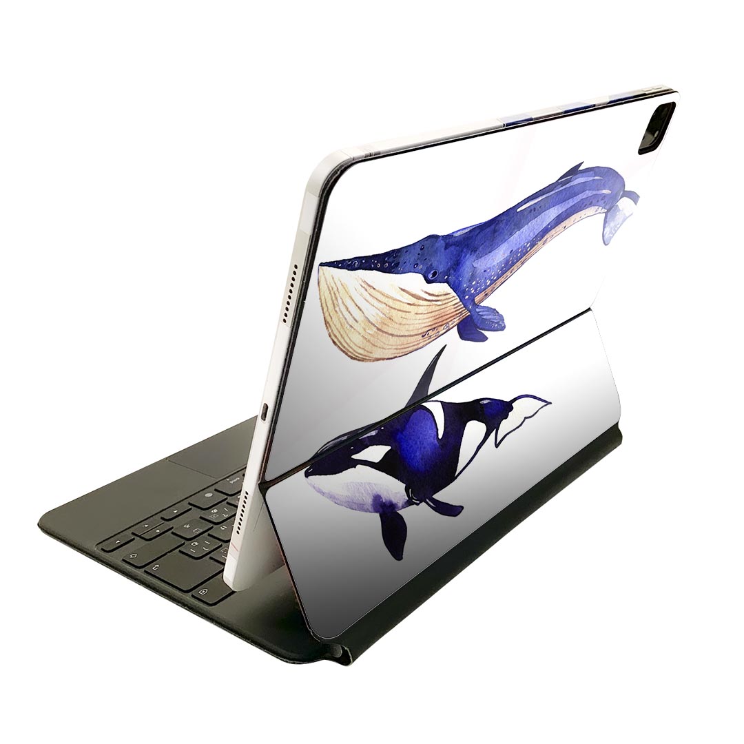 Magic Keyboard 用 スキンシール 11インチ iPad Pro用 第1-4世代 iPad Air 第4-5世代 対応 全面スキンシール フル 前面 背面 保護シール 人気 014703 海　イルカ　クジラ