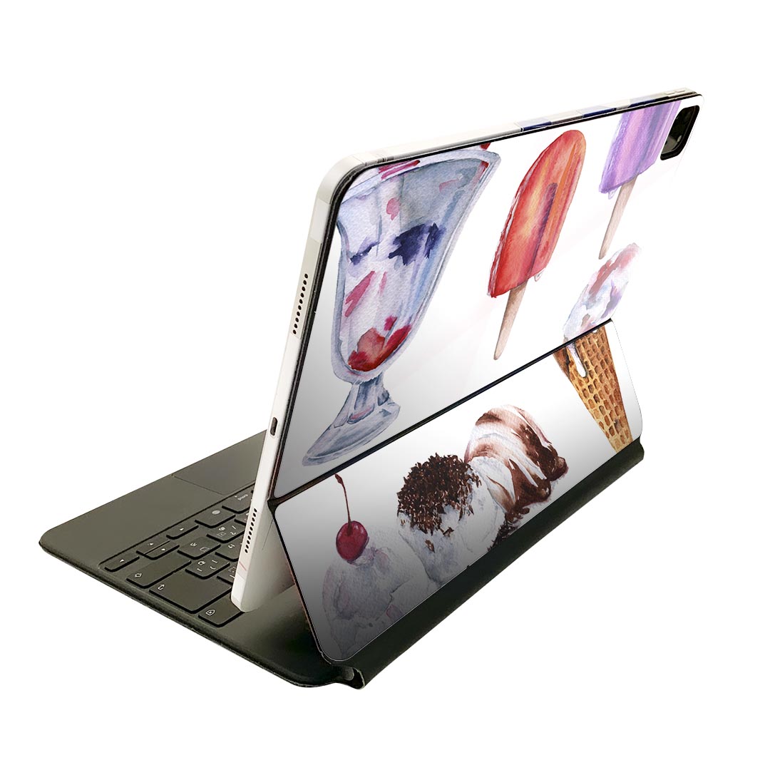 Magic Keyboard 用 スキンシール 11インチ iPad Pro用 第1-4世代 iPad Air 第4-5世代 対応 全面スキンシール フル 前面 背面 保護シール 人気 014773 アイス　パフェ　夏