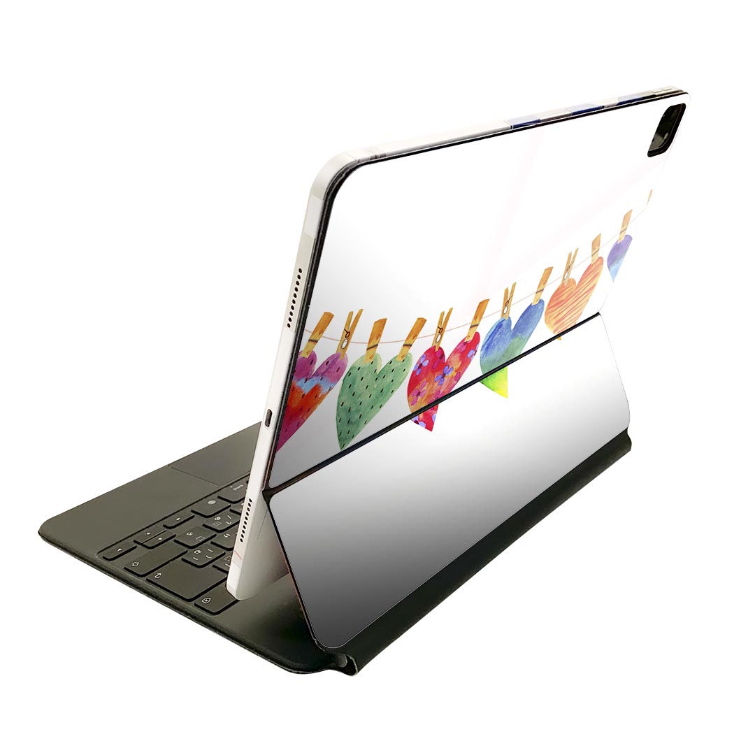 Magic Keyboard 用 スキンシール 11インチ iPad Pro用 第1-4世代 iPad Air 第4-5世代 対応 全面スキンシール フル 前面 背面 保護シール 人気 014782 ハート　ガーランド　カラフル