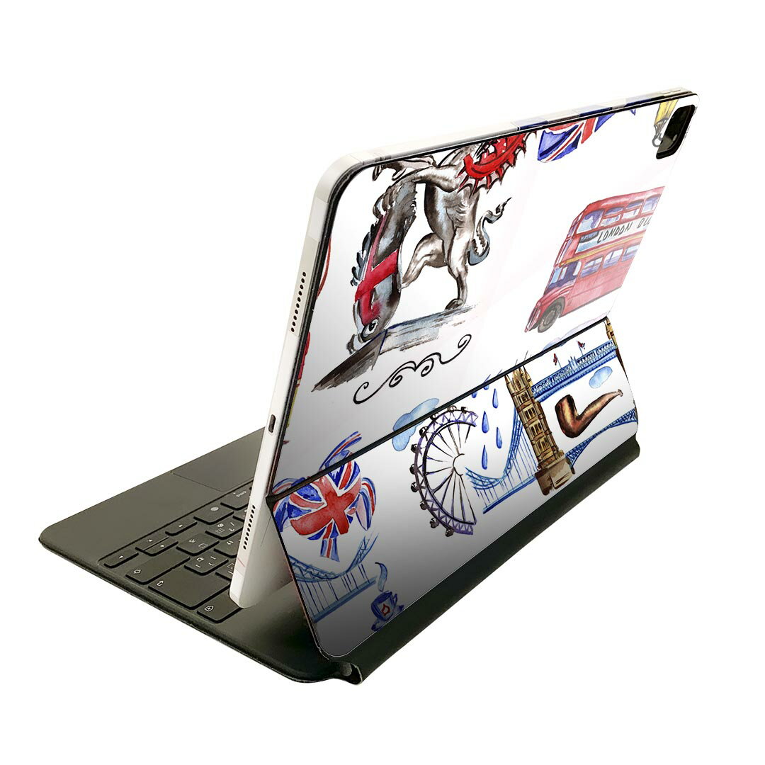 Magic Keyboard 用 スキンシール 11インチ iPad Pro用 第1-4世代 iPad Air 第4-5世代 対応 全面スキンシール フル 前面 背面 保護シール 人気 014851 ロンドン 街 イラスト